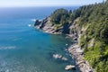 Aerial View Forest and Rocky Oregon Coastline