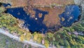 Aerial view on forest and swamp in Celestynow in Poland