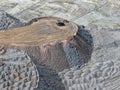 Aerial view of the formation of waste dumps for excess mine material using heavy machinery Royalty Free Stock Photo