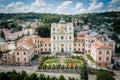Aerial view of former jesuit collegium and monastery in Kremenets town, Ternopil region, Ukraine Royalty Free Stock Photo