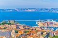 Aerial view of Fort Saint Jean, Fort Saint Nicholas and Pharo Palace at Marseille, France Royalty Free Stock Photo