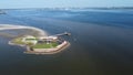 Aerial View of Fort Sumter, Charleston, SC and the Ravenel Bridge Royalty Free Stock Photo