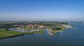 Aerial view of the fortified city of Willemstad, Moerdijk in the Province of Noord-Brabant, Netherlands. Star fortifications were Royalty Free Stock Photo