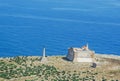 Aerial view of the fortress in Capo Passero fo Portopalo, Syracuse Sicily.