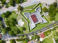 Aerial view of Fortress de San Felipe Bacalar and surroundings Royalty Free Stock Photo