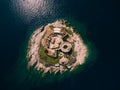 Aerial view of fortress Mamula on the island. Kotor Bay, Montenegro