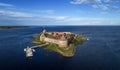 Fortress Oreshek on island in Neva river near Shlisselburg town