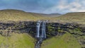 Aerial view of Fossa top side of double-tiered waterfall 16:9