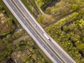 Aerial view of four lane motorway Royalty Free Stock Photo