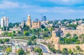 Aerial view of the Franciscan monastery of dormition in Jerusalem, Israel