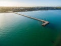 Aerial view of Frankston pier at sunrise, Australia Royalty Free Stock Photo