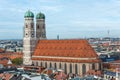 Aerial view on Frauenkirche near Marienplatz in Munich, Germany Royalty Free Stock Photo