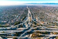 Aerial view of a freeway intersection in Los Angeles