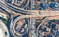 Aerial view of a freeway intersection in Los Angeles Royalty Free Stock Photo