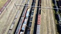 Aerial View of a Freight Rail Yard in Operation Royalty Free Stock Photo