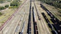Aerial View of a Freight Rail Yard in Operation Royalty Free Stock Photo