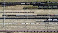 Aerial View of a Freight Rail Yard in Operation Royalty Free Stock Photo