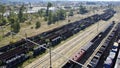 Aerial View of a Freight Rail Yard in Operation Royalty Free Stock Photo