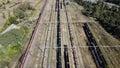 Aerial View of a Freight Rail Yard in Operation Royalty Free Stock Photo