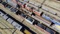 Aerial View of a Freight Rail Yard in Operation Royalty Free Stock Photo