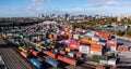 Aerial view of Freightliner Terminal with Birmingham cityscape