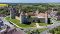 Aerial view of the French castle of Blandy les Tours in Seine et Marne