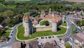 Aerial view of the French castle of Blandy les Tours in Seine et Marne Royalty Free Stock Photo