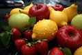 Aerial view of fresh street fruits after rain, creating a captivating sight Royalty Free Stock Photo