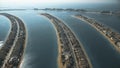 Aerial view of the fronds of the Palm Jumeirah island, UAE