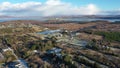 Aerial view of a frozen Bonny Glen Woods by Portnoo in County Donegal, Ireland.