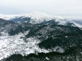 Aerial view of Frozen Golcuk lake at Odemis Izmir in winter season Royalty Free Stock Photo