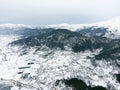 Aerial view of Frozen Golcuk lake at Odemis Izmir in winter season Royalty Free Stock Photo