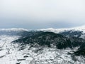 Aerial view of Frozen Golcuk lake at Odemis Izmir in winter season Royalty Free Stock Photo