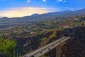 Aerial view at Funchal with a freeway bridge in foreground. Madeira island, Portugal Royalty Free Stock Photo