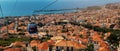 Aerial view of Funchal panorama with traditional cable car. Madeira island, Portugal