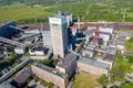 Aerial view of Functional coal mine shaft named OKD Darkov COVID19 - KARVINA, CZECH REPUBLIC, MAY 28, 2020