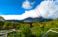 Aerial view of funicular path pass by a mountains Royalty Free Stock Photo