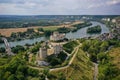 Aerial view on gaillard castle in the city of the andelys Royalty Free Stock Photo