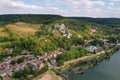 Aerial view on gaillard castle in the city of the andelys Royalty Free Stock Photo