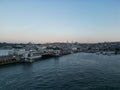 Aerial view of Galata bridge of Golden Horn bay and Eminonu stat