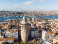 Aerial View of Galata Tower in Istanbul / Turkey. Royalty Free Stock Photo