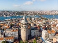 Aerial View of Galata Tower in Istanbul / Turkey.