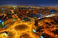 Aerial view of Galati City, Romania. Night city lights Royalty Free Stock Photo