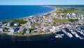 Aerial View of Galilee & Great Island, Narragansett, Rhode Island in Early August 2023