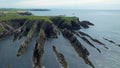 Aerial view of Galley Head Lighthouse in Rathbarry near Rosscarbery, Cork, on the south coast of Ireland
