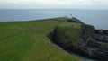 Aerial view of Galley Head Lighthouse in Rathbarry near Rosscarbery, Cork, on the south coast of Ireland