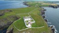 Aerial view of Galley Head Lighthouse in Rathbarry near Rosscarbery, Cork, on the south coast of Ireland