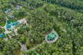 Aerial view of Ganina Yama Ganyas Pit - Complex of wooden Orthodox churches at the burial place of last Russian tsar near Royalty Free Stock Photo