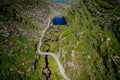 Aerial view of Gap of Dunloe and the wishing bridge in county Kerry, Ireland Royalty Free Stock Photo