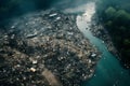Aerial view of garbage dump in the forest. Waste dumping ground Royalty Free Stock Photo